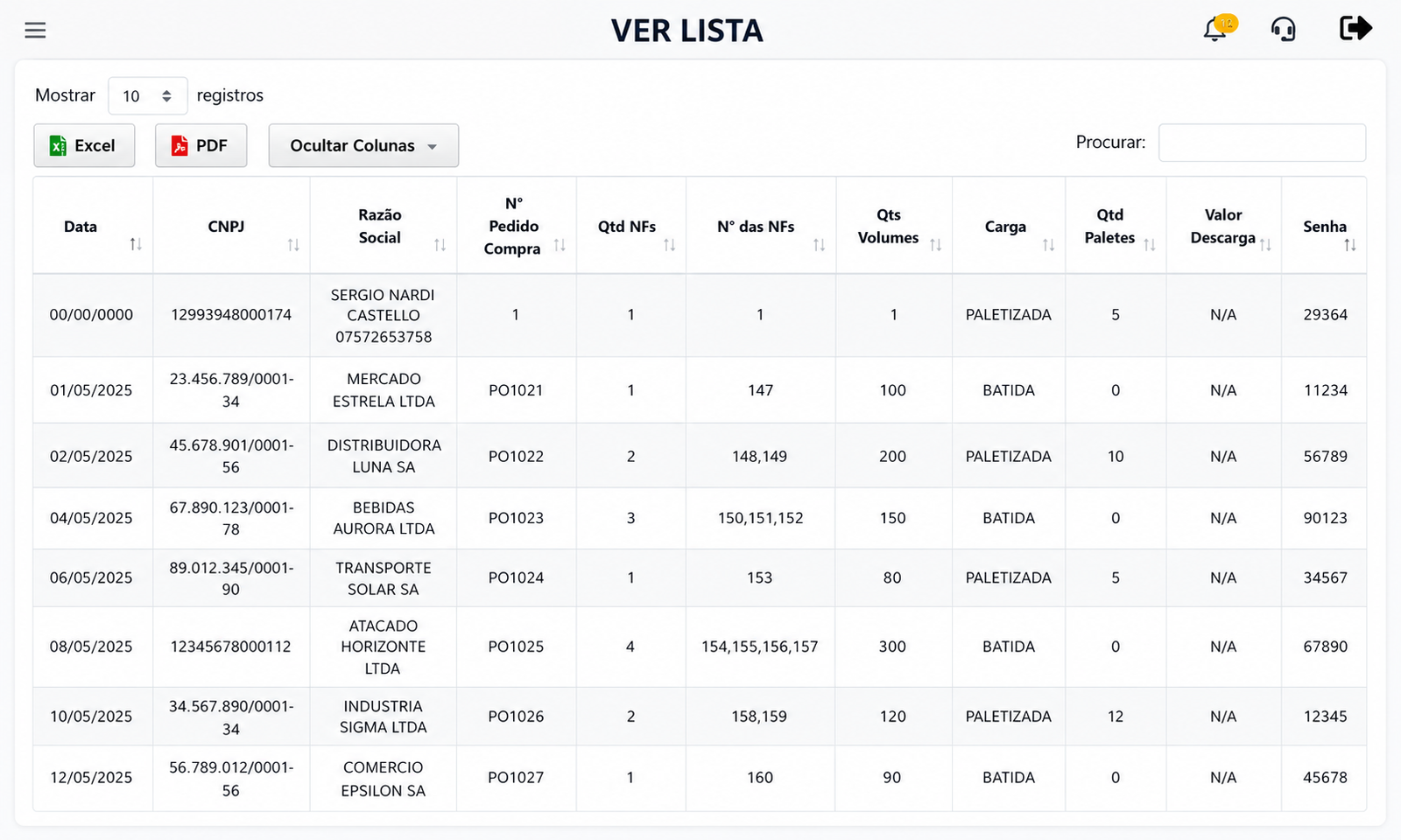 Lista de Agendamentos