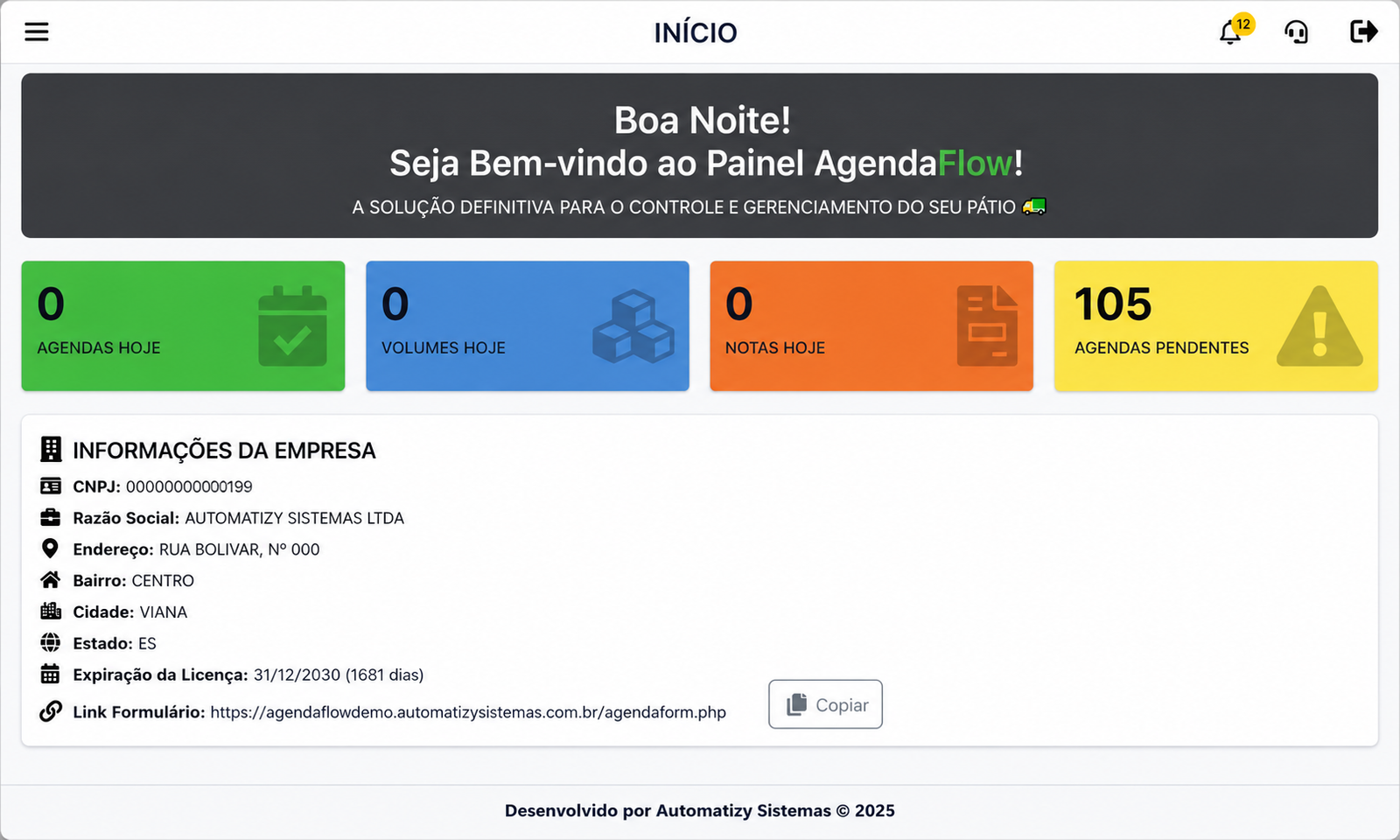 Painel Inicial AgendaFlow